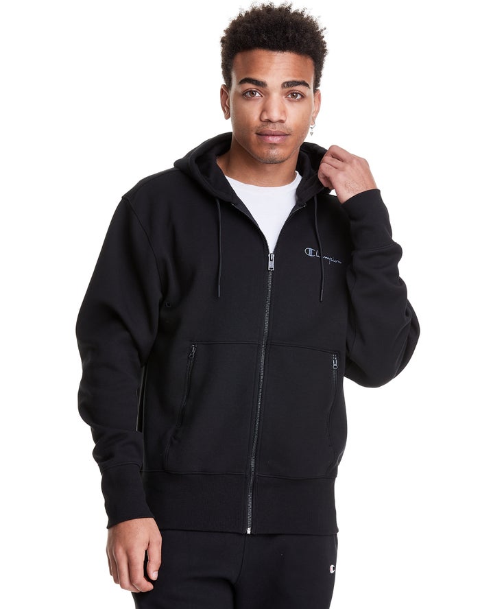 Champion Tech Weave Full Zip Script Logo - Miesten Mustat Huppari - Suomi 3546890-WB